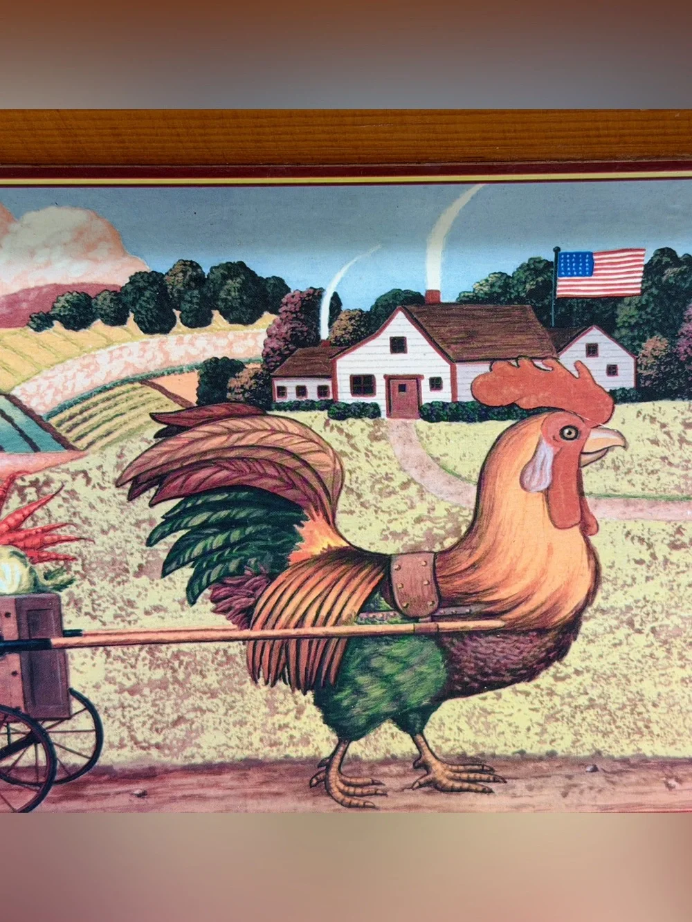Country Rooster Produce Wood Tray & Wall Art - Cottage-core/ Country Kitchen